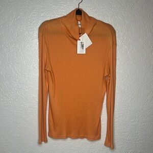 NWT Nanushka Zorg Orange Rib Jersey Pullover Turtleneck Sz M